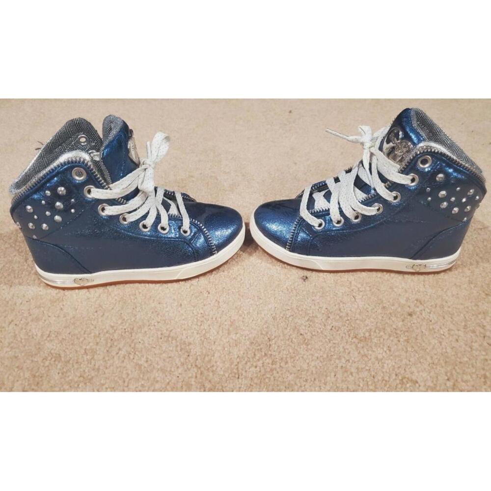 Girls Skechers shoes sparkles shoes size 11 1/2 blue zipper decor